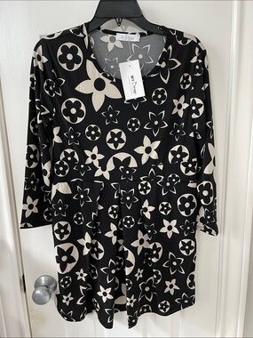MY  Bump Maternity Dress Black & Cream Floral Print Tunic Dress